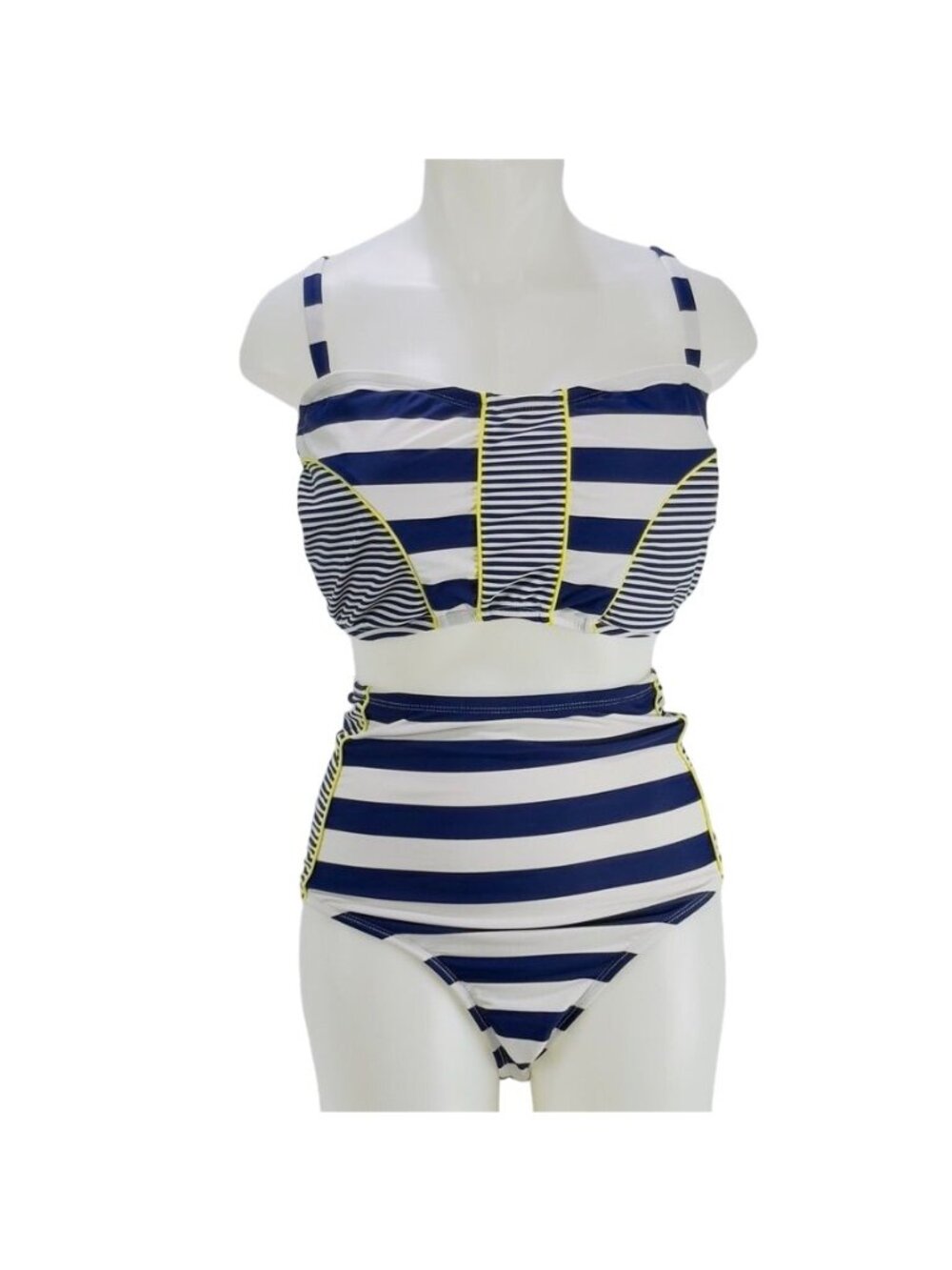 VM Women's Swimsuit Blue White Stripe 2 piece Plus Size 3X